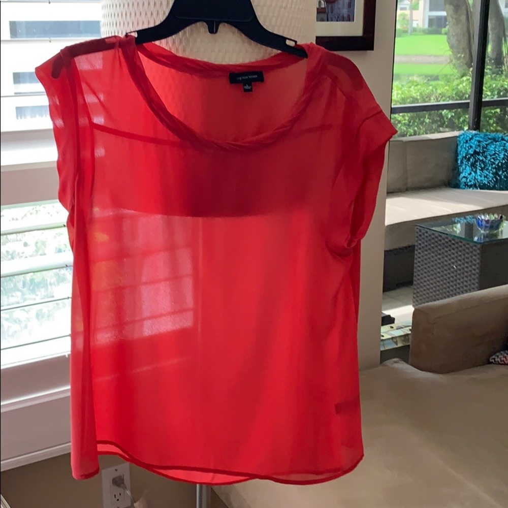 Red sheer top